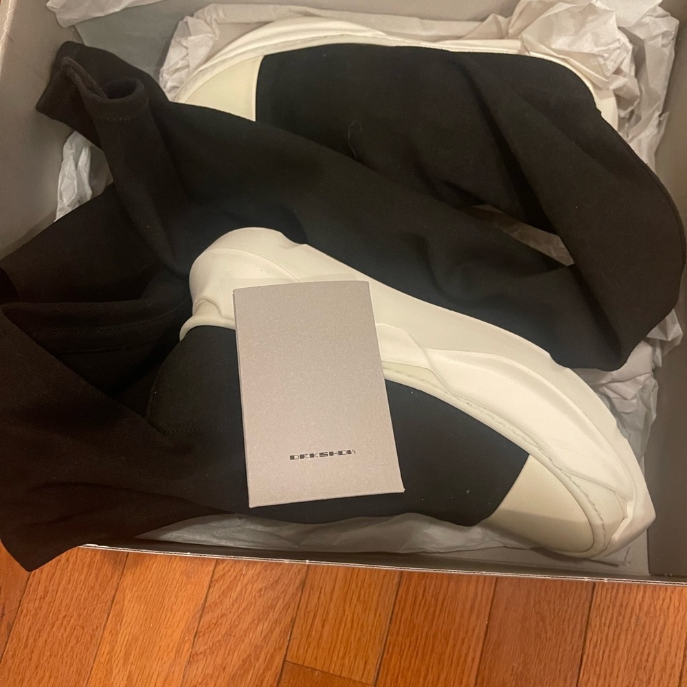 Black denim Rick Owens boots. Worn once, size 37.5